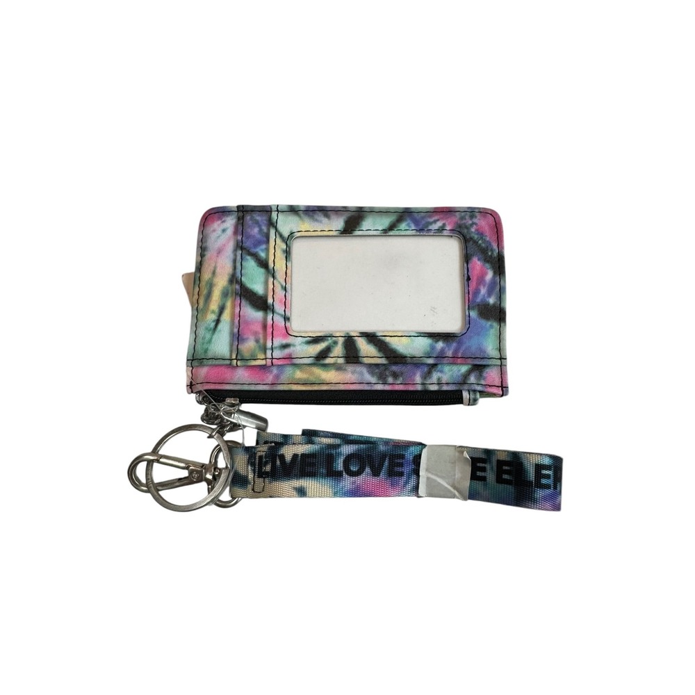 Ivory Ella Neon Rainbow Tie Dye Lanyard ID Wallet Card Holder M783 NWT